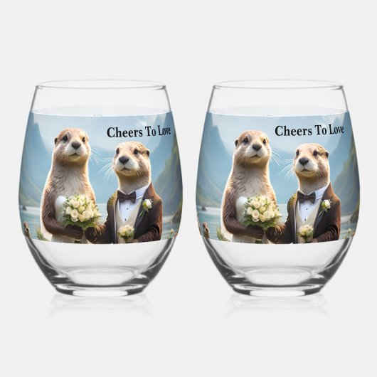 Verre À Vin Sans Pied **"Scellé avec un baiser : Otterly in Love"** (Verso)