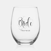 Verre À Vin Sans Pied Script de calligraphie Whimsical Elegant Bride (Recto)