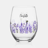 Verre À Vin Sans Pied script de nom d'abeilles de lavande (Recto)