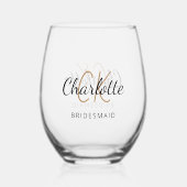 Verre À Vin Sans Pied Script de nom de la servante de Bridesmaid minimal (Verso)