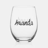 Verre À Vin Sans Pied Script de nom de monogramme personnalisé (Verso)