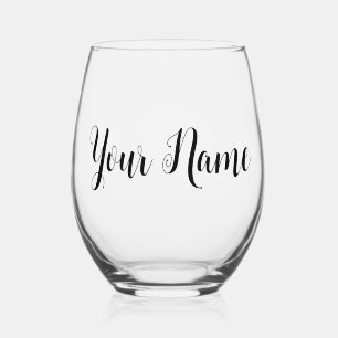Verre À Vin Sans Pied Script de nom de signature Cursive minimale de mai