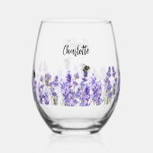Verre À Vin Sans Pied Script de nom des abeilles lavandes (Verso)