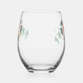 Verre À Vin Sans Pied Script de nom floral en or rose (Gauche)