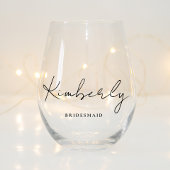 Verre À Vin Sans Pied Script élégant Monogram Bridesmaid Mariage