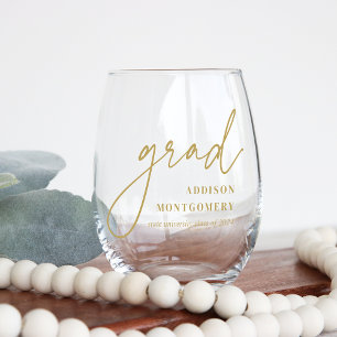Verre À Vin Sans Pied Script Grad Classe personnalisée de 2025 Graduatio