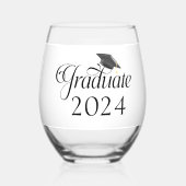 Verre À Vin Sans Pied Script Graduate Casquette Personnalisé Classe de 2 (Recto)