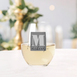 Verre À Vin Sans Pied Script initial monogramme gras