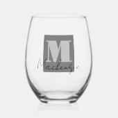 Verre À Vin Sans Pied Script initial monogramme gras (Recto)