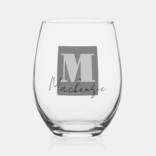 Verre À Vin Sans Pied Script initial monogramme gras (Recto)