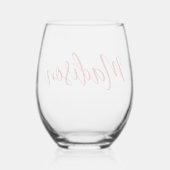 Verre À Vin Sans Pied Script manuscrit Nom rouge en gras personnalisé (Verso)