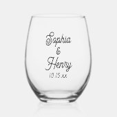 Verre À Vin Sans Pied Script mariage élégant Typographie noire (Recto)