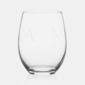Verre À Vin Sans Pied Script minimal Monogramme Mariage Boho noir blanc (Verso)