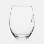 Verre À Vin Sans Pied Script minimal Monogramme Mariage Boho noir blanc (Droite)