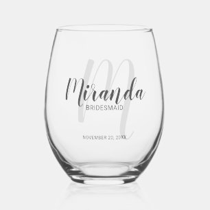 Verre À Vin Sans Pied Script moderne Nom de la servante d'éducation pers