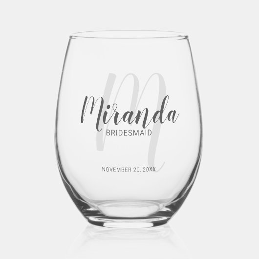 Verre À Vin Sans Pied Script moderne Nom de la servante d'éducation pers (Recto)