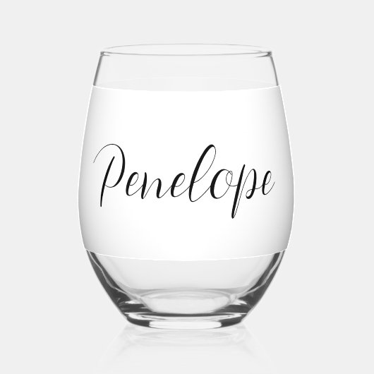 Verre À Vin Sans Pied Script moderne personnalisé (Verso)