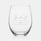 Verre À Vin Sans Pied Script Swash Classe de 2025 Graduation (Recto)
