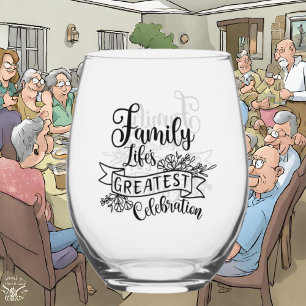 Verre À Vin Sans Pied Sentiments Famille de célébration mot art
