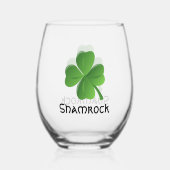 Verre À Vin Sans Pied Shamrock Clover Design Vin sans pierre (Verso)