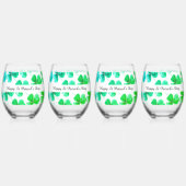Verre À Vin Sans Pied Shamrock irlandais Vert bleu aquarelle Nom personn (Recto)
