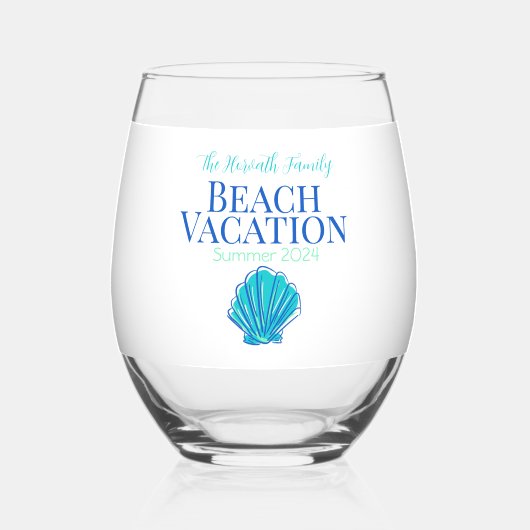 Verre À Vin Sans Pied Shell Custom Beach Cruise Réunion Vacances (Verso)