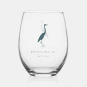 Verre À Vin Sans Pied silhouette héron turquoise mariages invités (Verso)