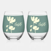 Verre À Vin Sans Pied Silhouettes de Fleurs de Cosmos d'été botaniques (Recto)