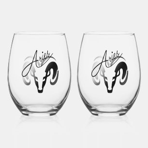 Verre À Vin Sans Pied Silver et Black Bries le Ram Zodiac