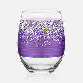 Verre À Vin Sans Pied Silver Glitter Amethyst Glam Name (Droite)