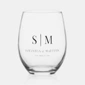 Verre À Vin Sans Pied Simple Élégant Mariage de monogramme en couple (Recto)