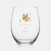 Verre À Vin Sans Pied Simple Élégant Mariage Feuilles D'automne Personna (Recto)