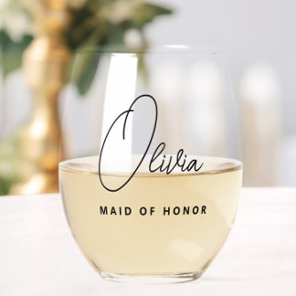 Verre À Vin Sans Pied Simple moderne, femme d'honneur personnalisée
