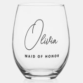 Verre À Vin Sans Pied Simple moderne, femme d'honneur personnalisée