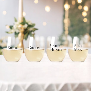 Verre À Vin Sans Pied Simple moderne mariée fille d'honneur Best Man