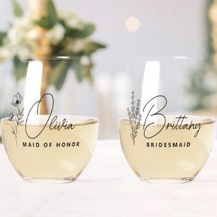 Verre À Vin Sans Pied Simple Moderne Personnalisée Fleur de servante