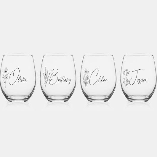 Verre À Vin Sans Pied Simple Moderne Personnalisée Fleur de servante