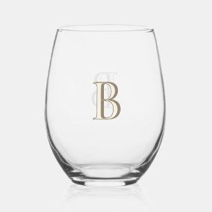 Verre À Vin Sans Pied Simple monogramme or