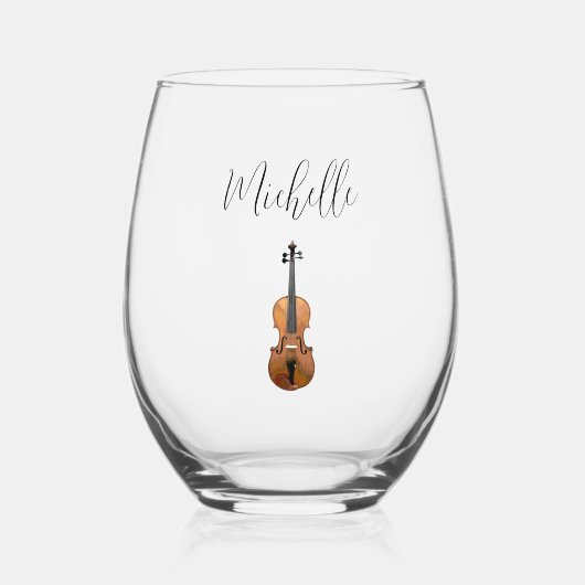 Verre À Vin Sans Pied Simple Violon classique personnage musical (Recto)
