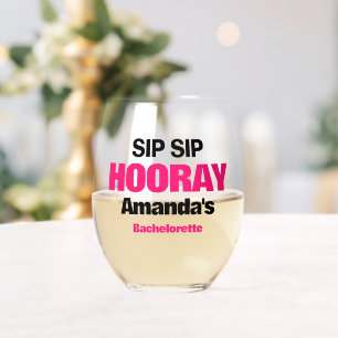 Verre À Vin Sans Pied Sip Sip Personnalisé Hooray Bachelorette Party Fav