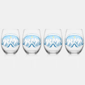 Verre À Vin Sans Pied Ski Goggles Mountain Reflection Sky Blue Set 4 (Dos)