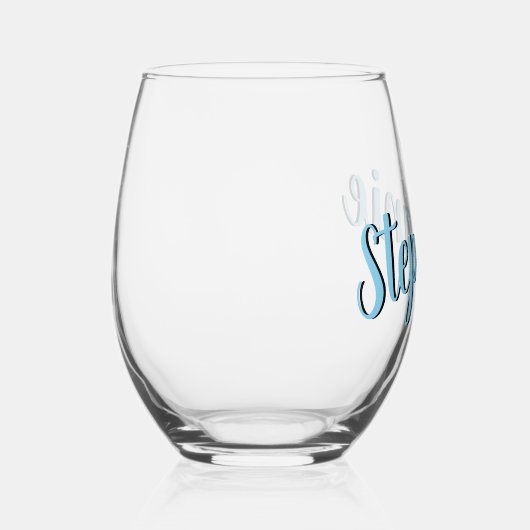 Verre À Vin Sans Pied Sky Blue 3D élégant Style manuscrit Nom (Droite)