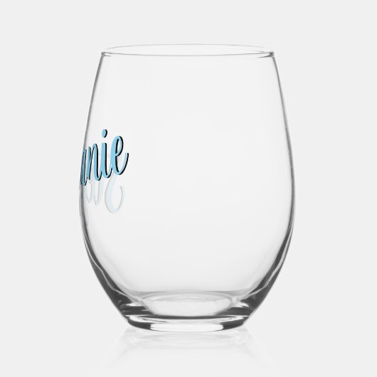 Verre À Vin Sans Pied Sky Blue 3D élégant Style manuscrit Nom (Gauche)