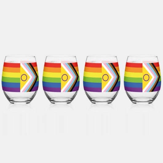 Verre À Vin Sans Pied SlipperyJoe Intersex Progrès Fierté Drapeau arc-en (Gauche)