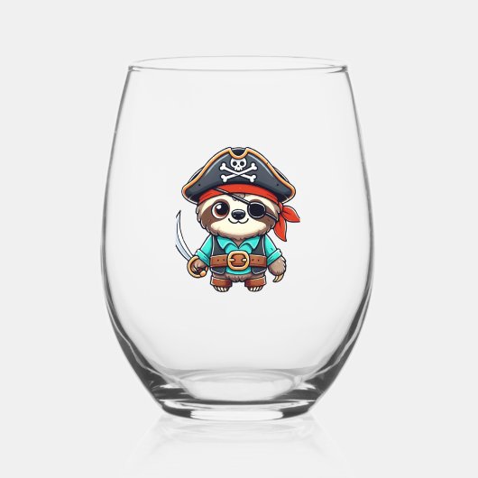 Verre À Vin Sans Pied Sloth Halloween Pirate Enfants Femmes Hommes Sloth (Recto)