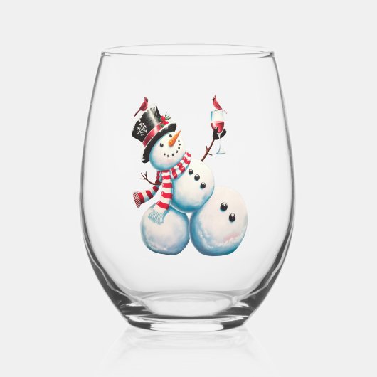 Verre À Vin Sans Pied Snowman Avec Vin Noël Drôle Noël Cadeau de Noël (Verso)