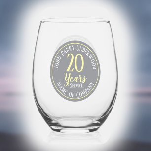 Verre À Vin Sans Pied Société Commémorative de 20 Ans