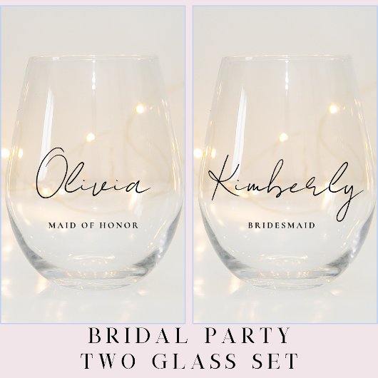 Verre À Vin Sans Pied Soirée de mariée Monogramme stylé