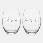 Verre À Vin Sans Pied Soirée de mariée Monogramme stylé (Recto)