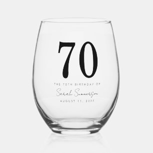 Verre À Vin Sans Pied Soixante-dix ans élégants Nom Date Soixante-dixièm